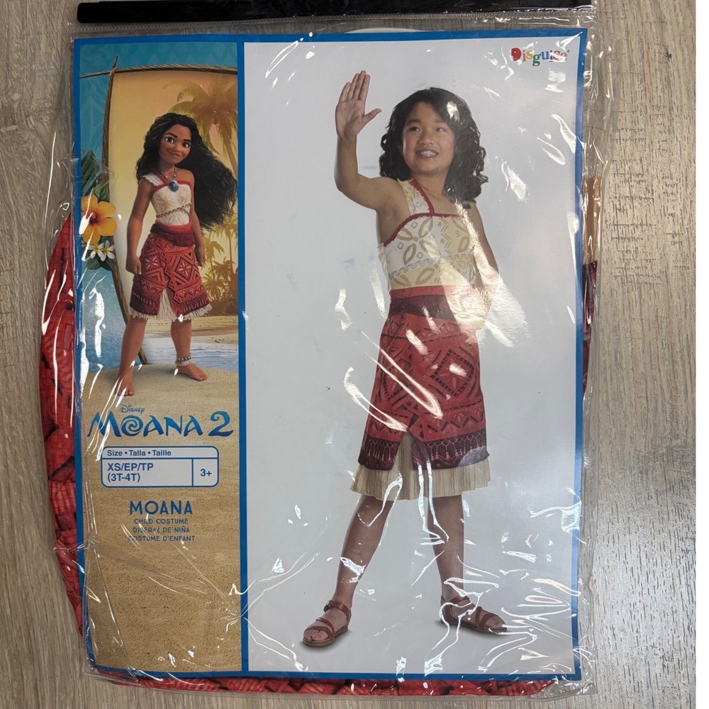 Disney Moana 2 Costume Disguise Kids Toddler XS 3T-4T Red Island Dress Outfit